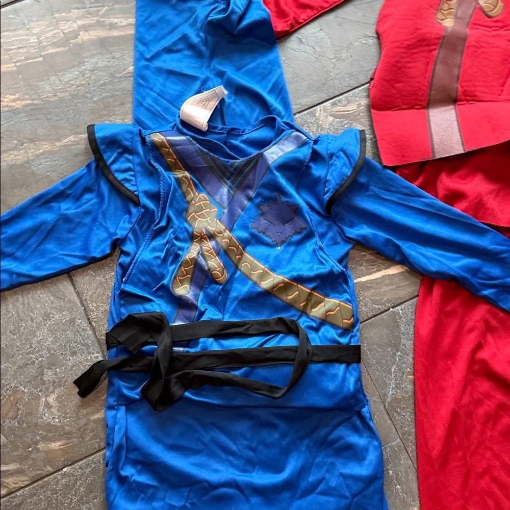 Ninja Costume Bundle W/ sword holder  Red - Medium   Blue - Small Green - Medium